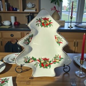 Vintage AMC N.Y., N.Y Christmas Bounty candy dish, festive fruit design, 1990’s